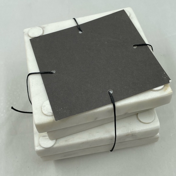 White Marble with Gold Monogram Coaster Set - Picture 4 of 4